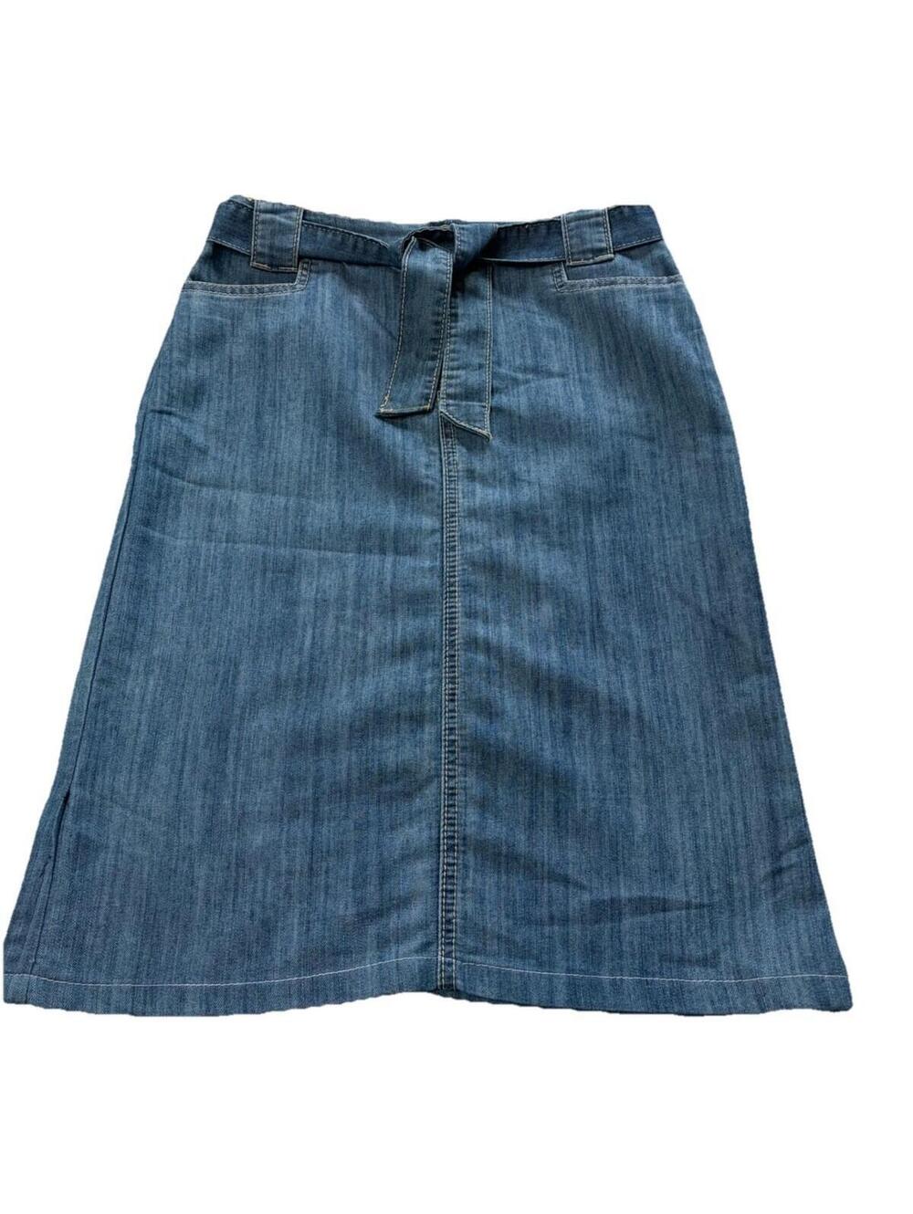 Christopher & Banks Denim Midi Skirt Size 6 Pockets Modest Straight